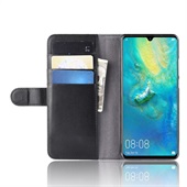 Genuine Split Leather Wallet Case - Huawei P30 Pro - Black