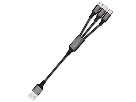 4smarts ForkCord 12W 3-i-1 Ladekabel 20cm - Sort