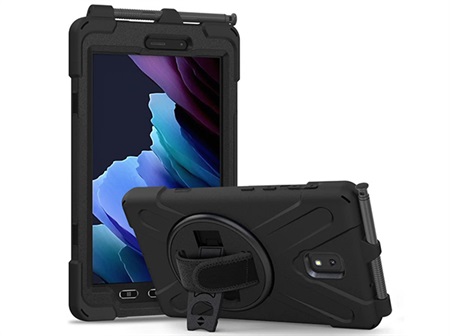 HÅNDVÆRKER COVER M. HÅNDHOLDER & KICKSTAND til SAMSUNG GALAXY TAB ACTIVE 3 8" - SORT